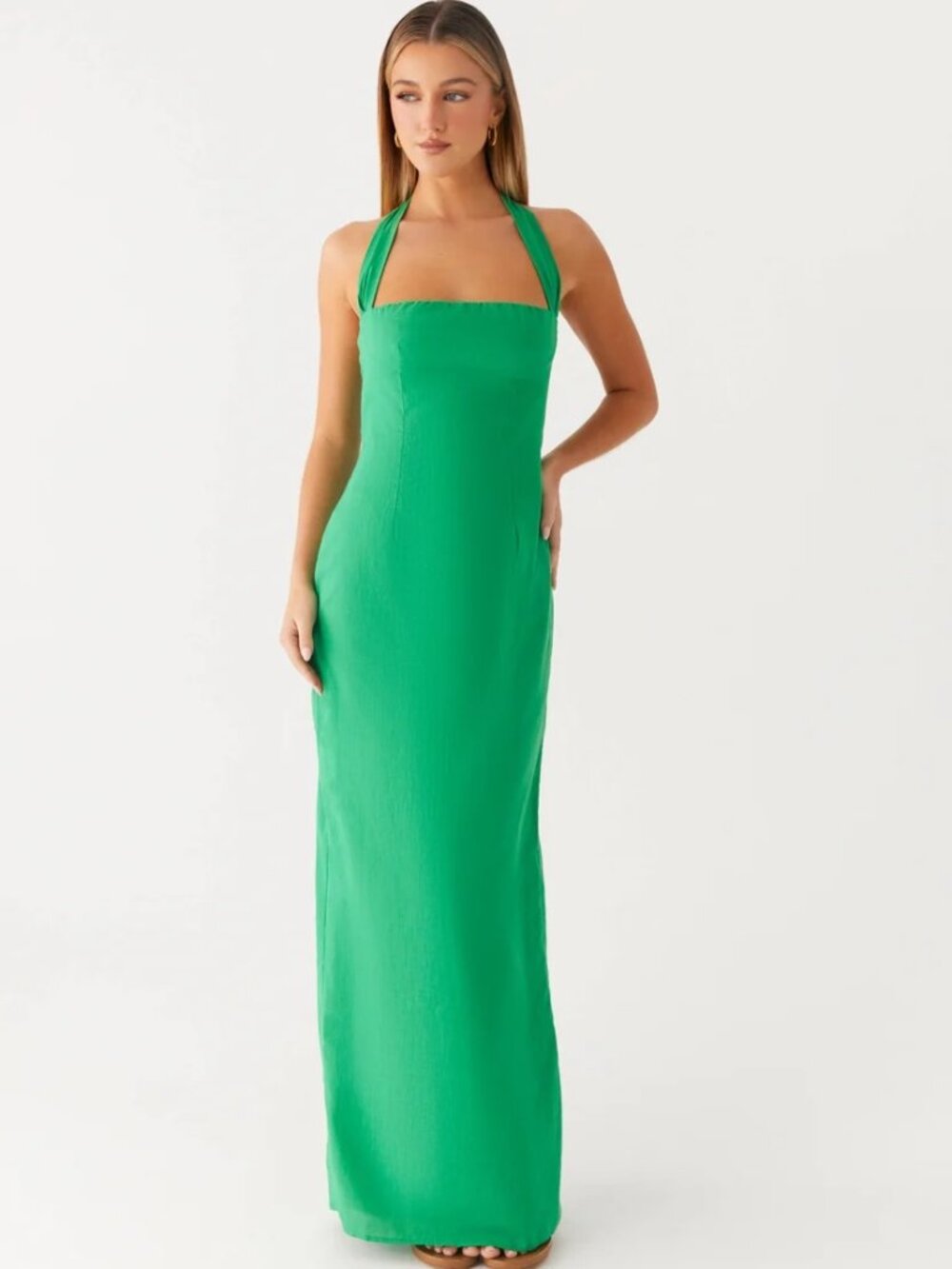 NWT Peppermayo Allyse Cotton Maxi Dress Halter Cactus Green US Size 14 NEW